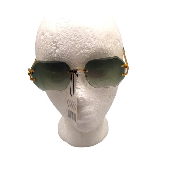 Frameless 🕶 Unisex Green Lens eyewear sunglasses - Picture 4 of 5